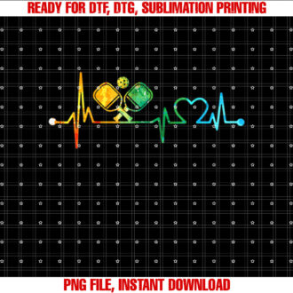 Funny Pickleball Paddle Heartbeat Vintage Colors Shirt  PNG, DTF, DTG, Sublimation Design