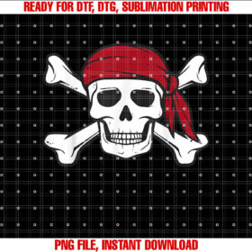 Funny Pirate Skull Crossbones Men Women Halloween Boy Kids Shirt  PNG, DTF, DTG, Sublimation Design