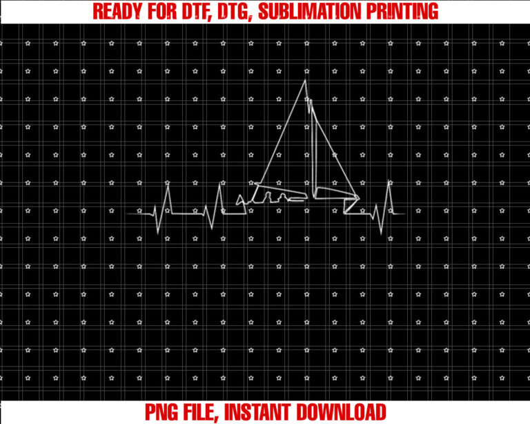 Funny Sailboat Heartbeat Cute Love to Sail Gift Shirt  PNG, DTF, DTG, Sublimation Design