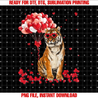Funny Tiger Valentines Day S Heart Animals Lover Gifts Shirt  PNG, DTF, DTG, Sublimation Design