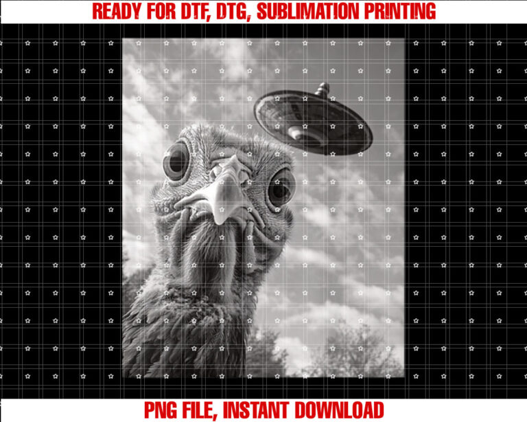 Funny Turkey Selfie Ufo Thanksgiving Shirt  PNG, DTF, DTG, Sublimation Design