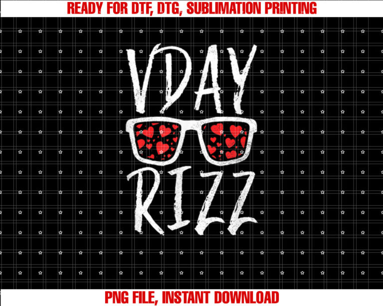 Funny Vday Rizz Valentines Day Charisma Red Love Hearts Shirt  PNG, DTF, DTG, Sublimation Design