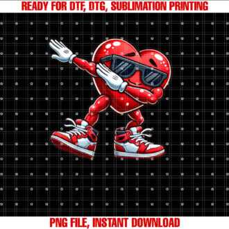Funny Valentine Day Dabbing Heart Mens Kids Valentines Day Shirt  PNG, DTF, DTG, Sublimation Design