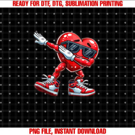 Funny Valentine Day Dabbing Heart Mens Kids Valentines Day Shirt  PNG, DTF, DTG, Sublimation Design