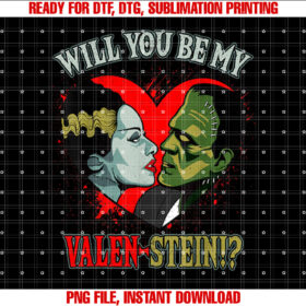 Funny Valentine Gothic Gift Halloween Couples Frankenstein Shirt  PNG, DTF, DTG, Sublimation Design