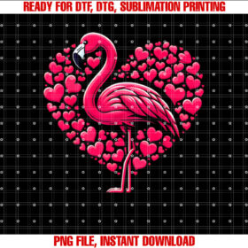 Funny Valentines Day Heart Flamingo Pink Women Girls Toddler Shirt  PNG, DTF, DTG, Sublimation Design