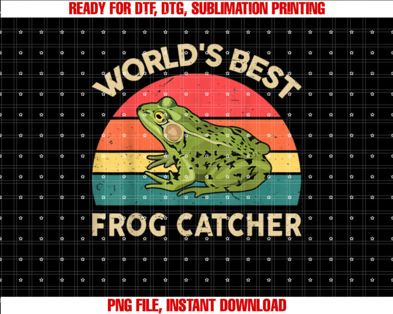 Funny World Best Frog Catcher Kids Boy Toddler Retro Vintage Shirt  PNG, DTF, DTG, Sublimation Design