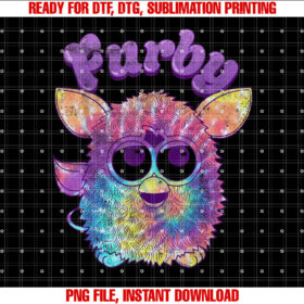 Furby Tie Dyed Cute Portrait Logo Shirt  PNG, DTF, DTG, Sublimation Design