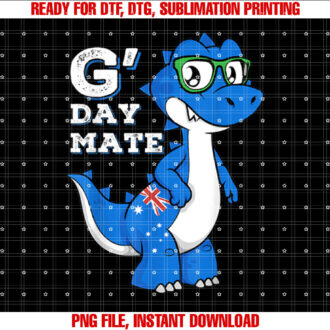 Gday Mate Funny Dinosaur Toddler Australia Flag Shirt  PNG, DTF, DTG, Sublimation Design