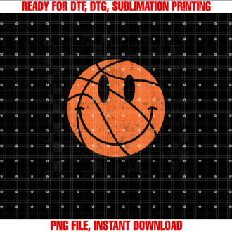 Game Day Basketball Smile Face Checkered Retro Vintage Style Shirt  PNG, DTF, DTG, Sublimation Design