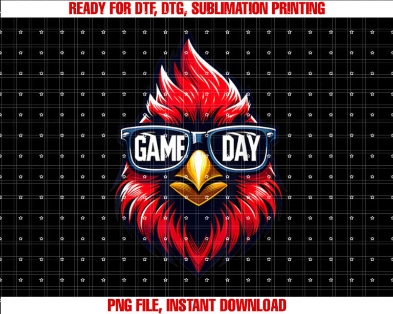 Game Day Cardinal Cool Cardinals in Sunglasses Men Women Shirt  PNG, DTF, DTG, Sublimation Design