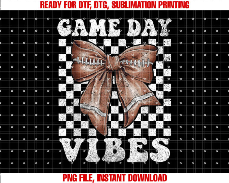 Game Day Vibes Coquette Bow Football Mama Football Season Shirt  PNG, DTF, DTG, Sublimation Design