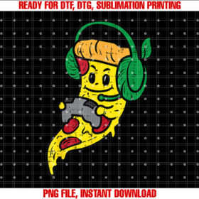 Gamer Pizza Video Gaming Funny Food Men Boys Kids N Youth Shirt  PNG, DTF, DTG, Sublimation Design