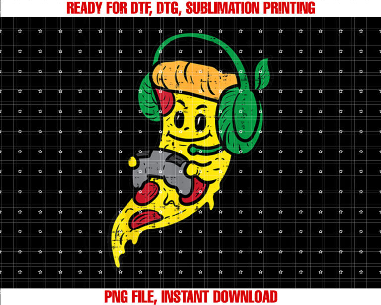 Gamer Pizza Video Gaming Funny Food Men Boys Kids N Youth Shirt  PNG, DTF, DTG, Sublimation Design