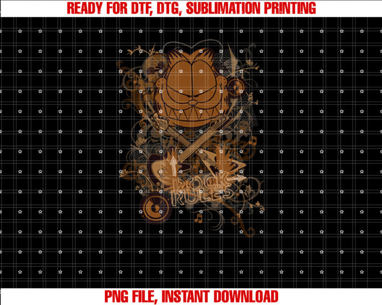 Garfield Rock Rules Shirt  PNG, DTF, DTG, Sublimation Design