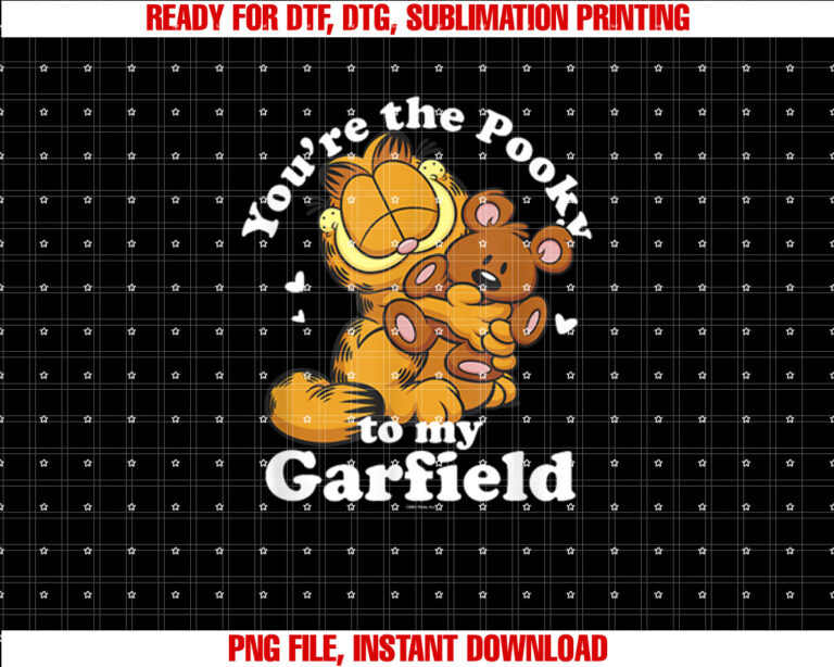 Garfield Valentines Day Youre the Pooky to My Garfield Shirt  PNG, DTF, DTG, Sublimation Design