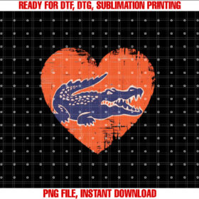 Gator Heart for Women Men Gator Shirt  PNG, DTF, DTG, Sublimation Design