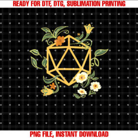 Geeky Polyhedral D20 Dice Set Plant Nerdy Shirt  PNG, DTF, DTG, Sublimation Design