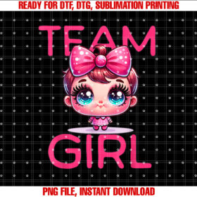 Gender Reveal Team Girl Party Team Retro Style Shirt  PNG, DTF, DTG, Sublimation Design