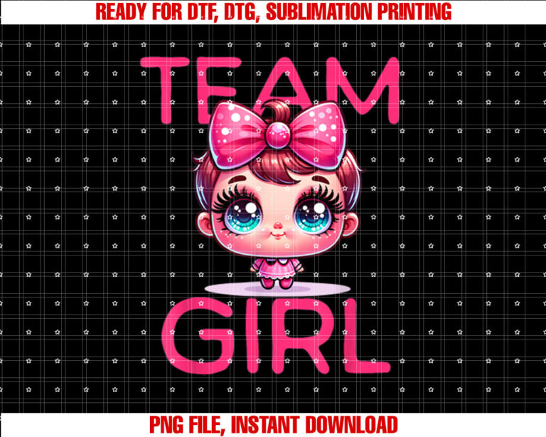 Gender Reveal Team Girl Party Team Retro Style Shirt  PNG, DTF, DTG, Sublimation Design