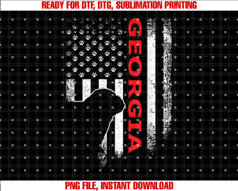 Georgia Usa Flag Patriotic Ga Vintage Style Shirt  PNG, DTF, DTG, Sublimation Design