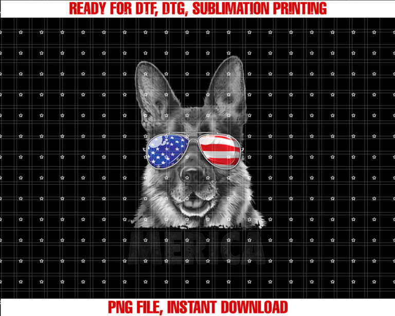 German Shepherd 4th of July Merica Men Women Usa Flag Shirt  PNG, DTF, DTG, Sublimation Design