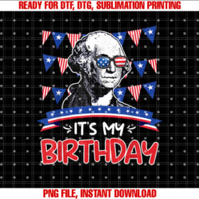 Gift Usa President Independence Day Merica Adults Its My Birthday Independence Day George Washington Party Shirt  PNG, DTF, DTG, Sublimation Design