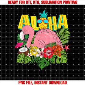 Girl HawaiianShirt Aloha Flamingo Hawaii Kids Teen Toddler Shirt PNG, DTF, DTG, Sublimation Design