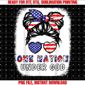 Girl One Nation Under God USA Flag Patriot Christian Toddler Shirt PNG, DTF, DTG, Sublimation Design