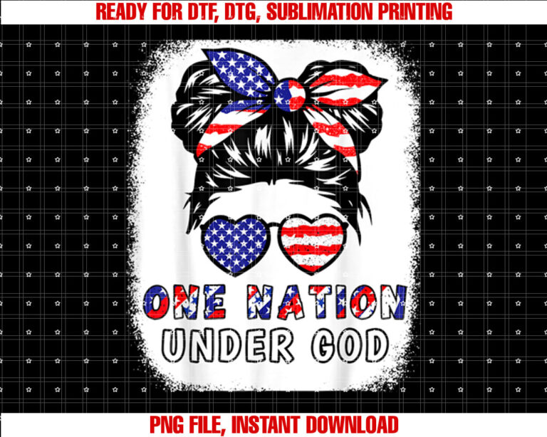 Girl One Nation Under God USA Flag Patriot Christian Toddler Shirt PNG, DTF, DTG, Sublimation Design