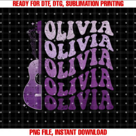 Girl Retro Olivia First Name Personalized Groovy 80s Shirt PNG, DTF, DTG, Sublimation Design