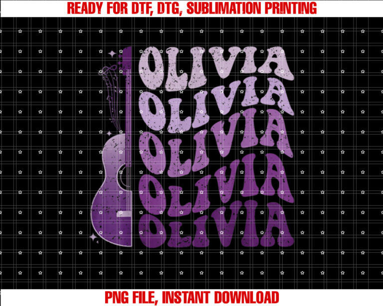 Girl Retro Olivia First Name Personalized Groovy 80s Shirt PNG, DTF, DTG, Sublimation Design