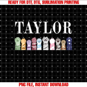Girl Retro Taylor First Name Cat Kittens Personalized Groovy Shirt PNG, DTF, DTG, Sublimation Design