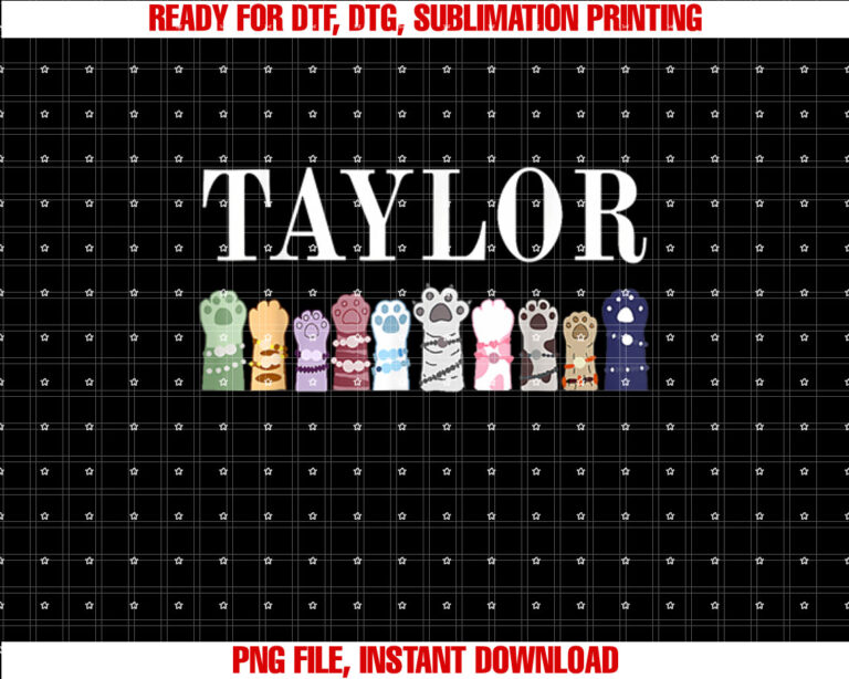 Girl Retro Taylor First Name Cat Kittens Personalized Groovy Shirt PNG, DTF, DTG, Sublimation Design