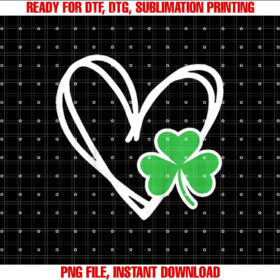 Girls Heart St Patricks Day Shamrock Irish Toddler Baby Shirt PNG, DTF, DTG, Sublimation Design