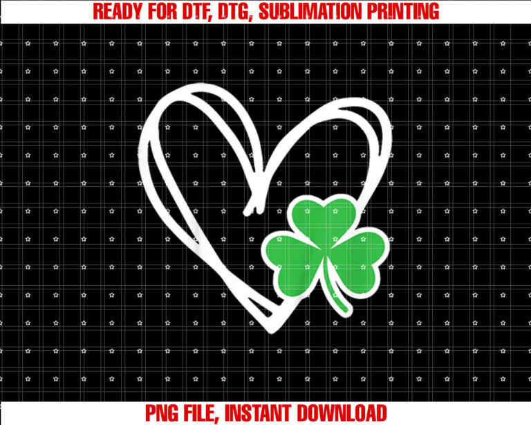 Girls Heart St Patricks Day Shamrock Irish Toddler Baby Shirt PNG, DTF, DTG, Sublimation Design