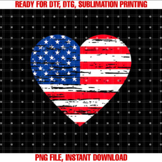 Girls July 4th American Flag Heart Distressed Toddler Baby Shirt PNG, DTF, DTG, Sublimation Design