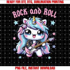 Girls Rock Unicorn Rock Star Unicorn Girls Rock and Roll Shirt PNG, DTF, DTG, Sublimation Design