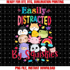 Girls Who Love Squishy Easily Distracted By Animal Squishies Shirt PNG, DTF, DTG, Sublimation Design