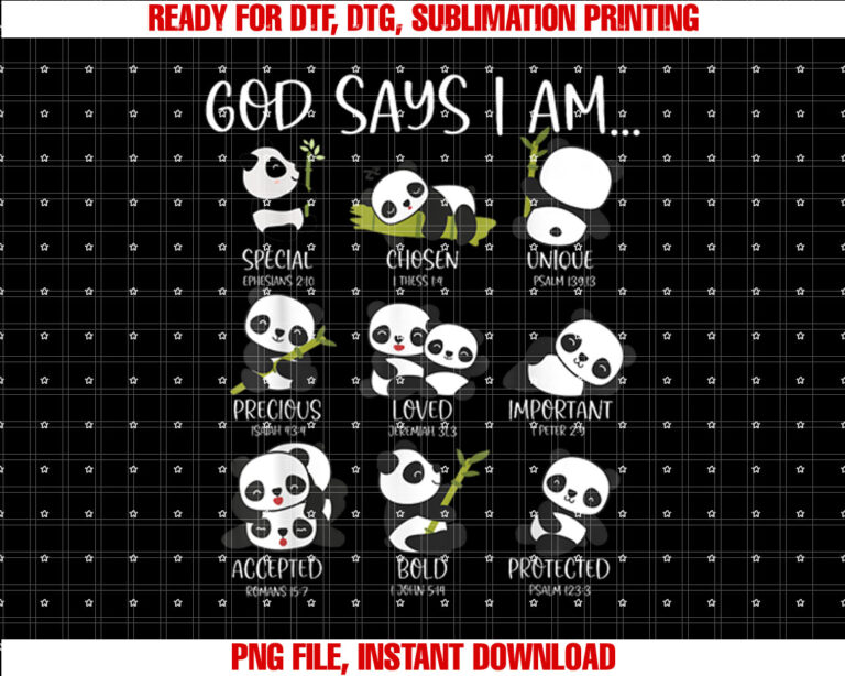 God Say I Am Cute Anime Panda Bible Quotes Shirt PNG, DTF, DTG, Sublimation Design