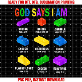 God Says I Am Building Brick Builder Block Boys Christian Shirt PNG, DTF, DTG, Sublimation Design