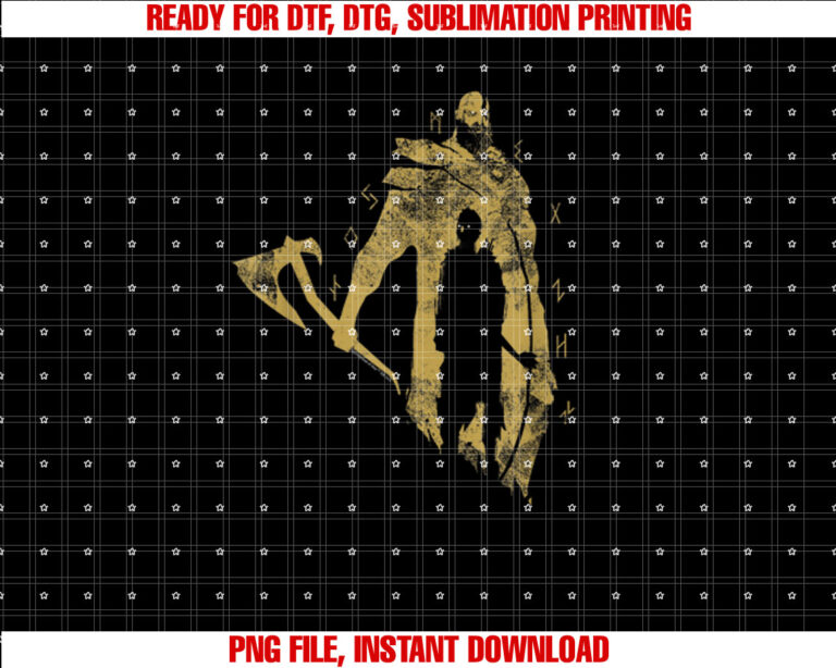 God of War Kratos and Atreus One Color Gold Shirt PNG, DTF, DTG, Sublimation Design