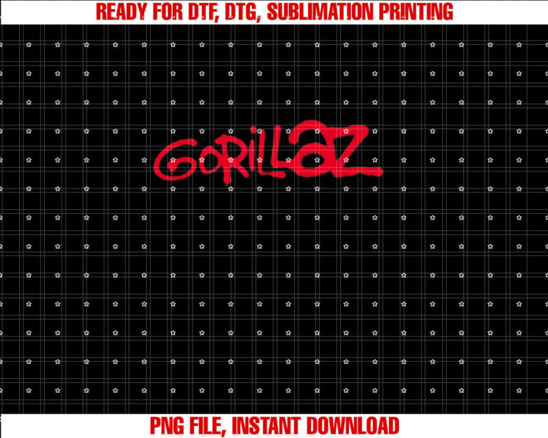 Gorillaz Paint Brush Red  Shirt PNG, DTF, DTG, Sublimation Design