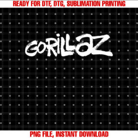 Gorillaz White Paint Brush  Shirt PNG, DTF, DTG, Sublimation Design