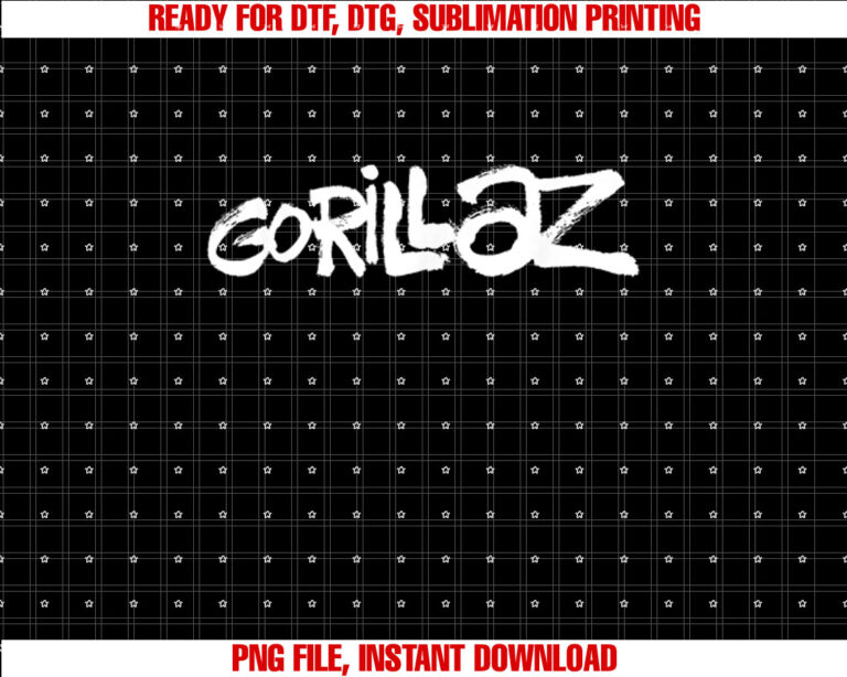 Gorillaz White Paint Brush  Shirt PNG, DTF, DTG, Sublimation Design