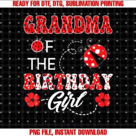 Grandma Of The Birthday Girl Family Matching Ladybug Shirt PNG, DTF, DTG, Sublimation Design