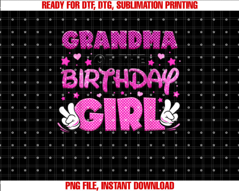 Grandma Of The Birthday Girl Family Party Decorations Shirt PNG, DTF, DTG, Sublimation Design