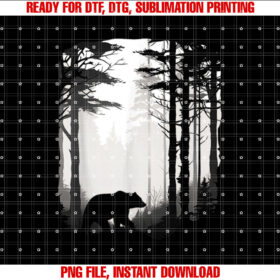 Graphic Bear Forest Wildlife Silhouette Mist Wilderness Shirt PNG, DTF, DTG, Sublimation Design