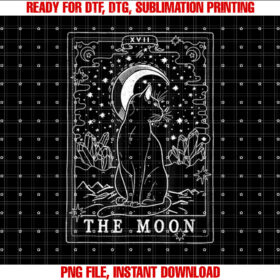 Graphic Cat Lovers Moon Tarot Card Cat Tarot Card The Moon Shirt PNG, DTF, DTG, Sublimation Design
