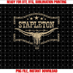 Graphic Stapleton Name Bull Skull Country Cowboy Western Shirt PNG, DTF, DTG, Sublimation Design
